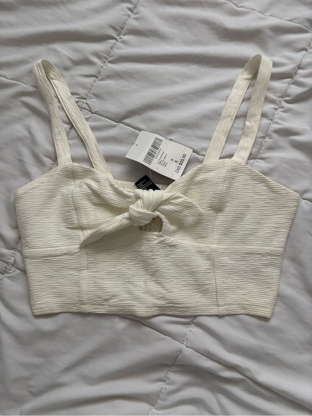 Forever 21 Cream Smocked Crop Top with Tag